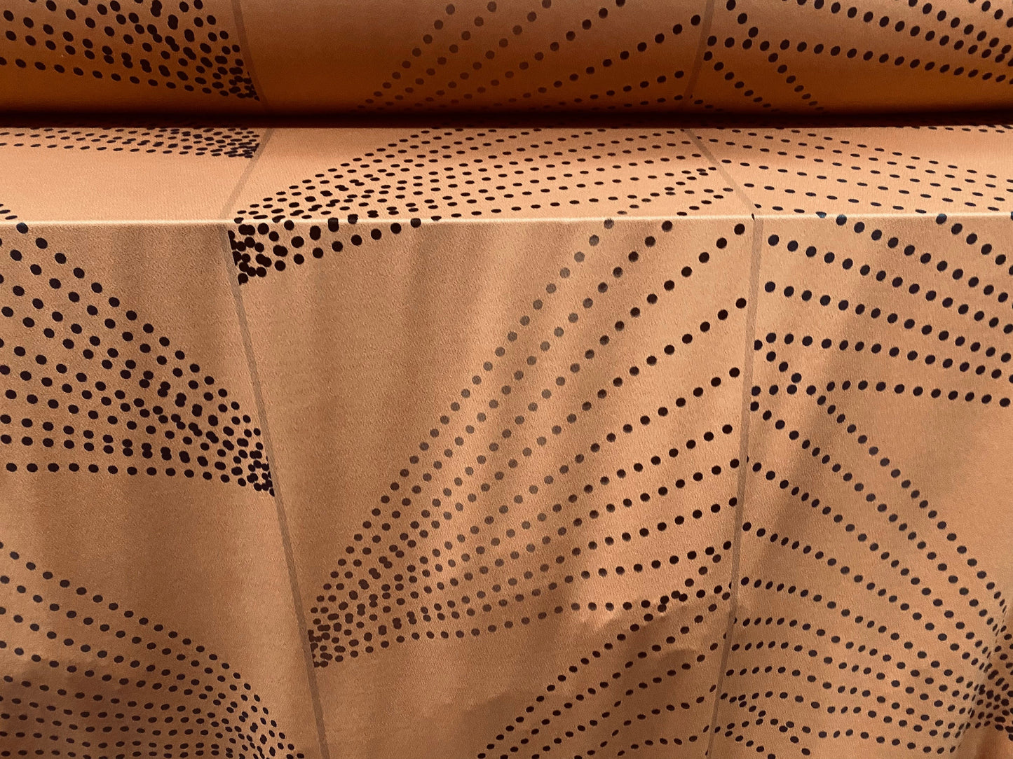 Stretch spandex crepe jersey fabric - terracotta geometric spot print