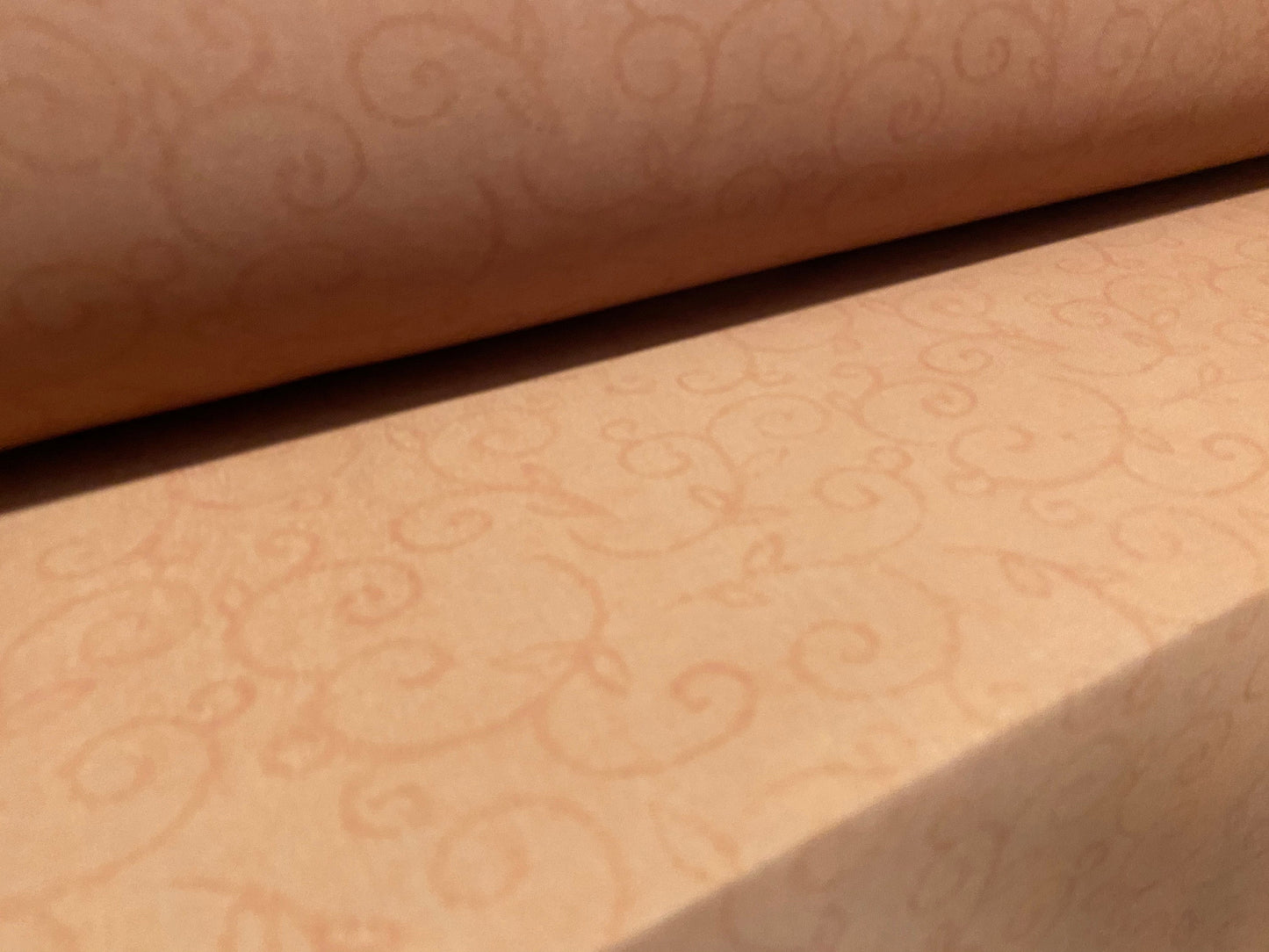 Power mesh net stretch fabric, per metre - tan with terracotta floral print