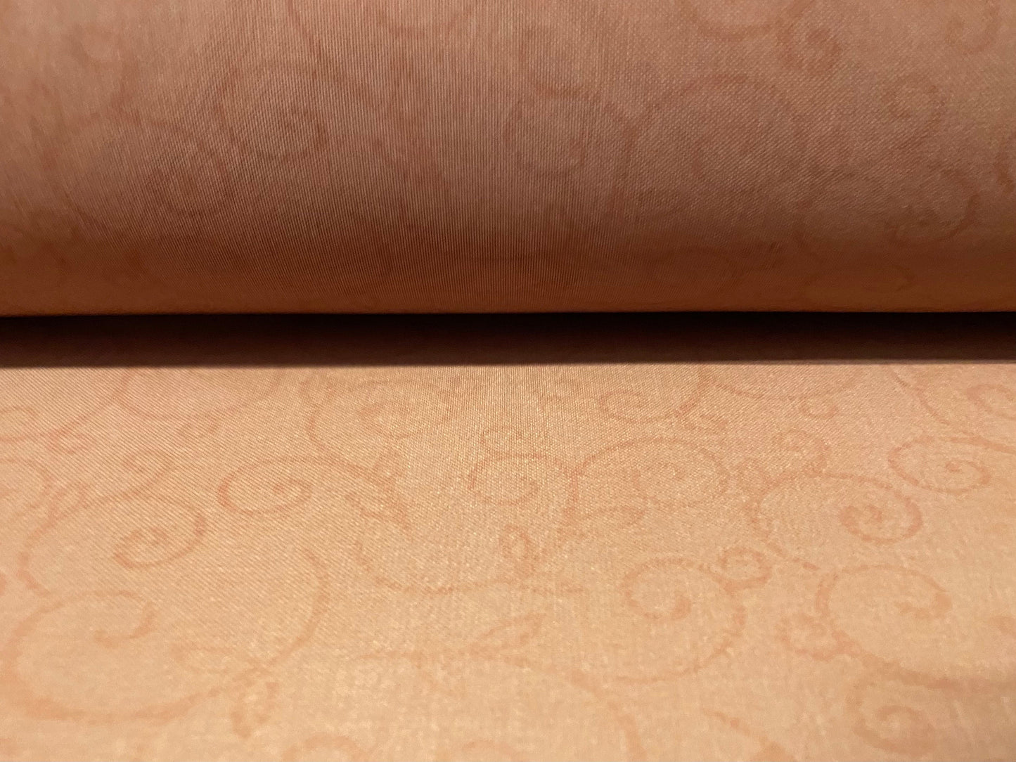 Power mesh net stretch fabric, per metre - tan with terracotta floral print