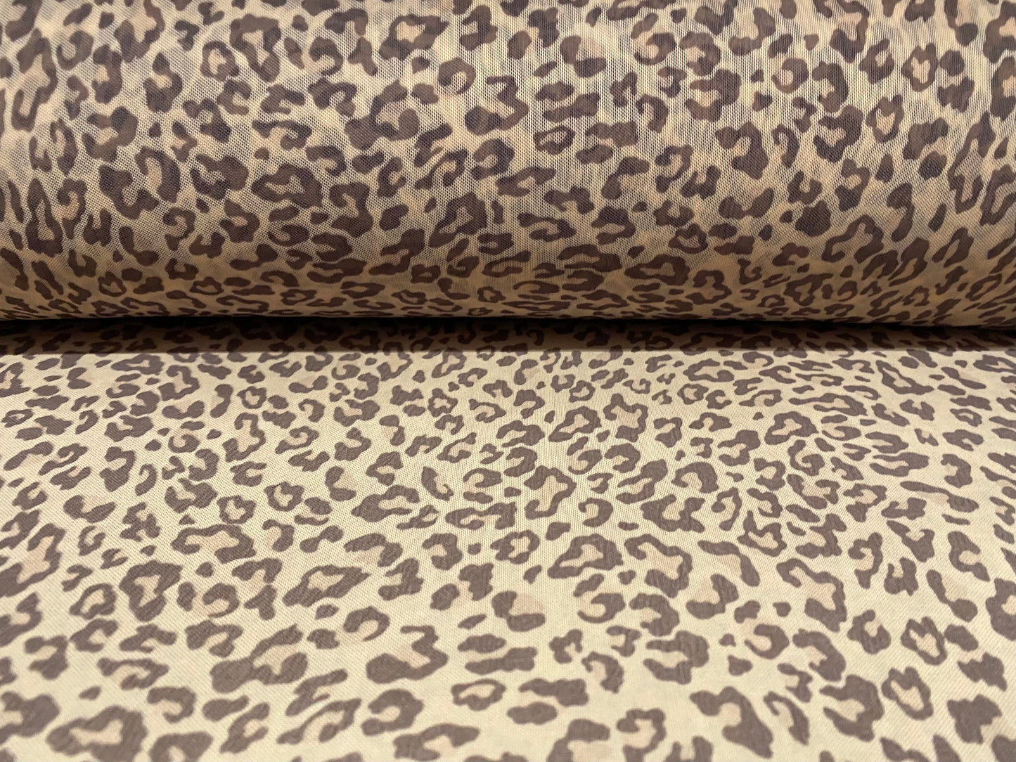 Power mesh net stretch fabric, per metre - leopardskin print - Nude