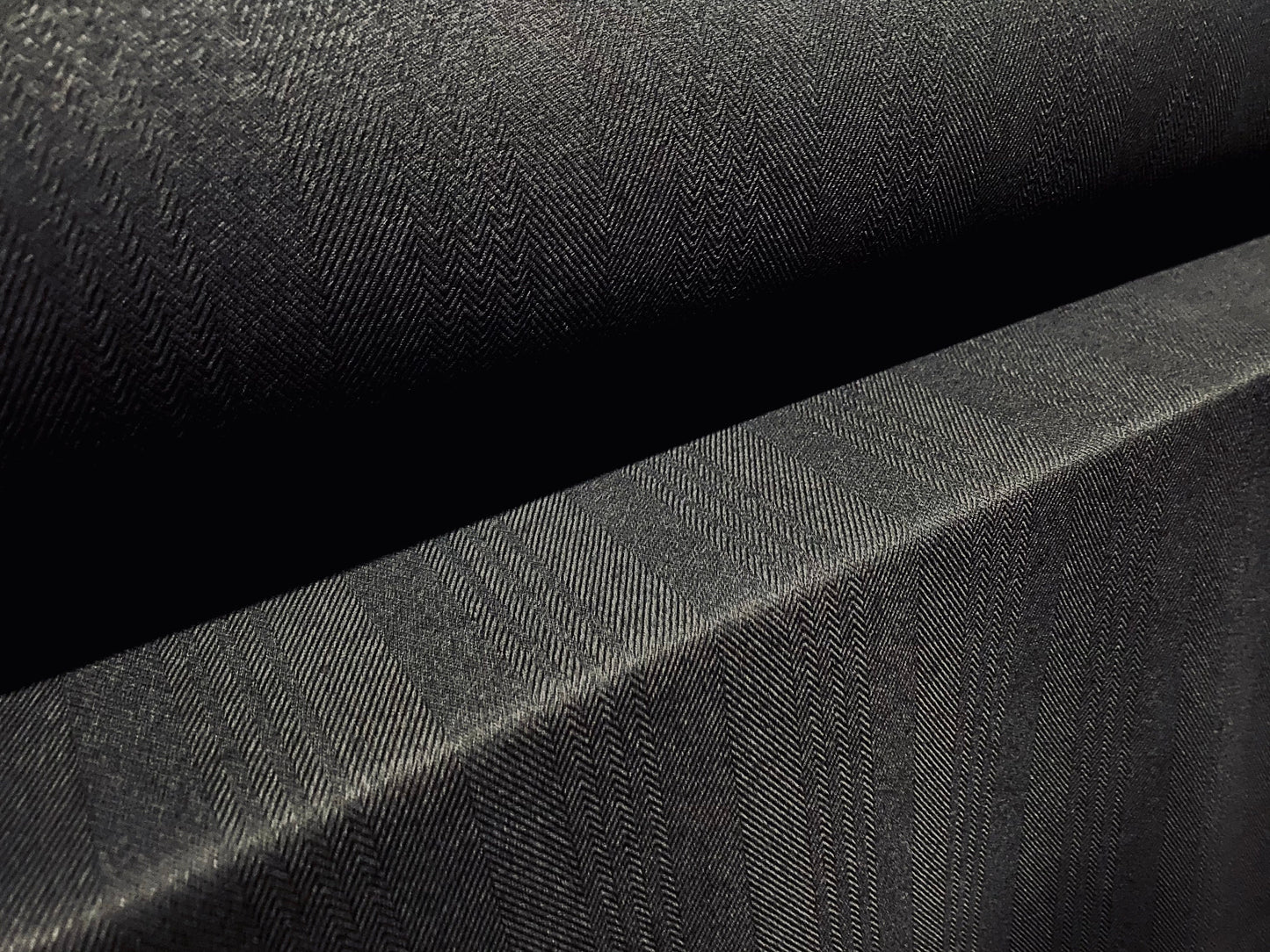 Herringbone weave suiting fabric, per metre - black