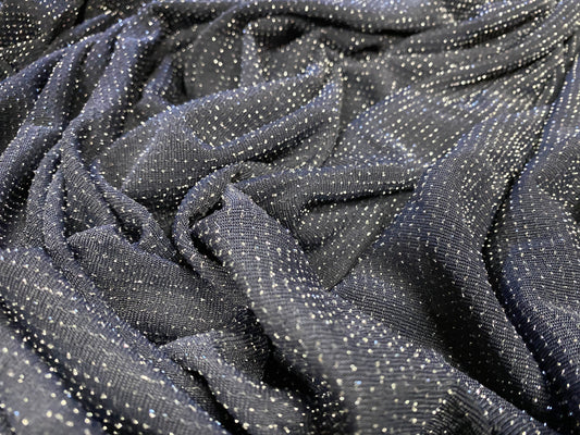 Metallic lurex slinky Stretch jersey fabric, per metre - grey