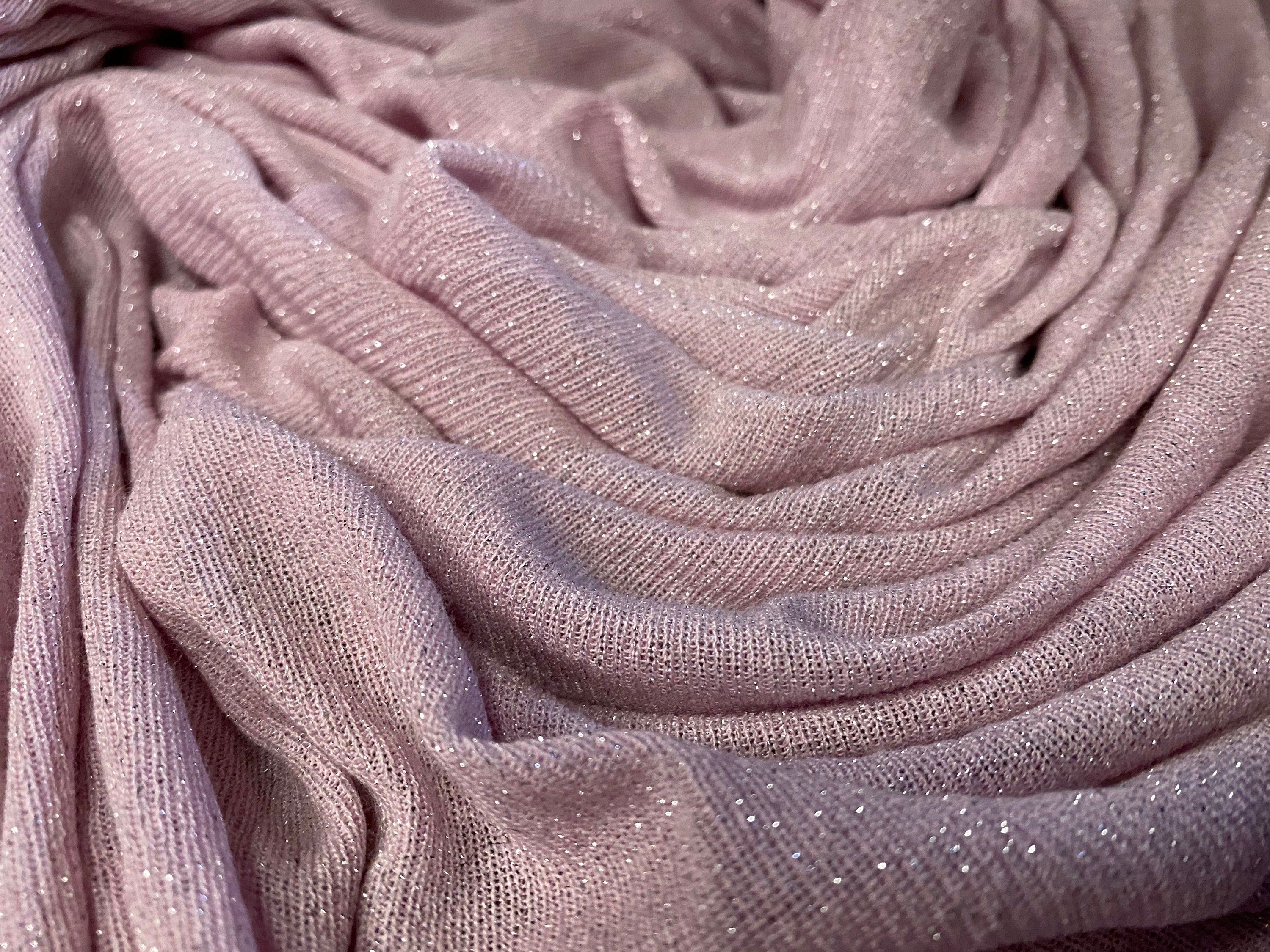 Lurex metallic knitwear spandex jersey fabric per metre pink thefabricmerchant