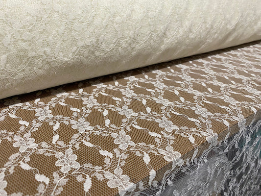 Lightweight lace net dress fabric, per metre - cream