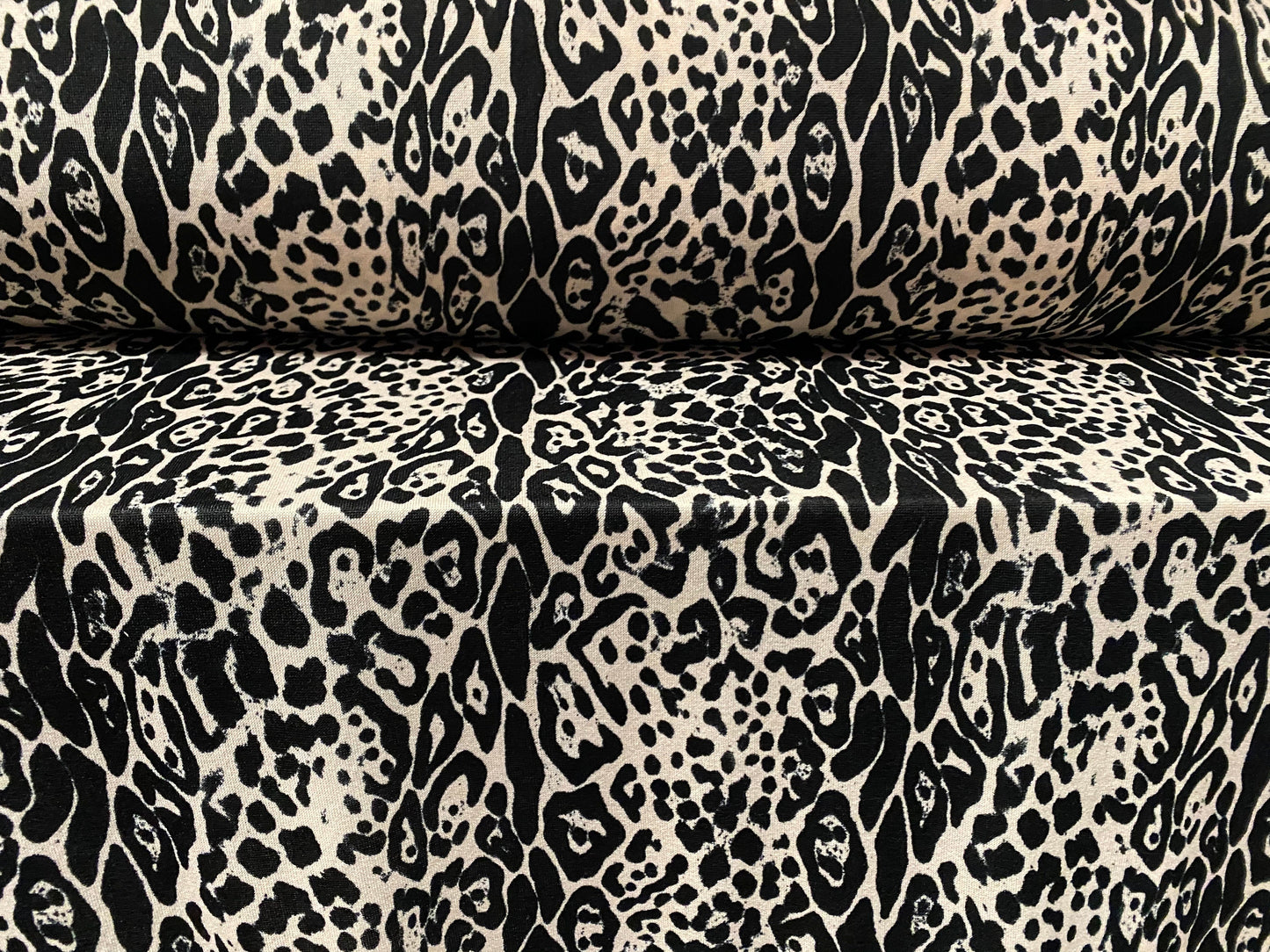 Soft knitwear stretch jersey dress fabric, per metre - cheetah print - black & nude