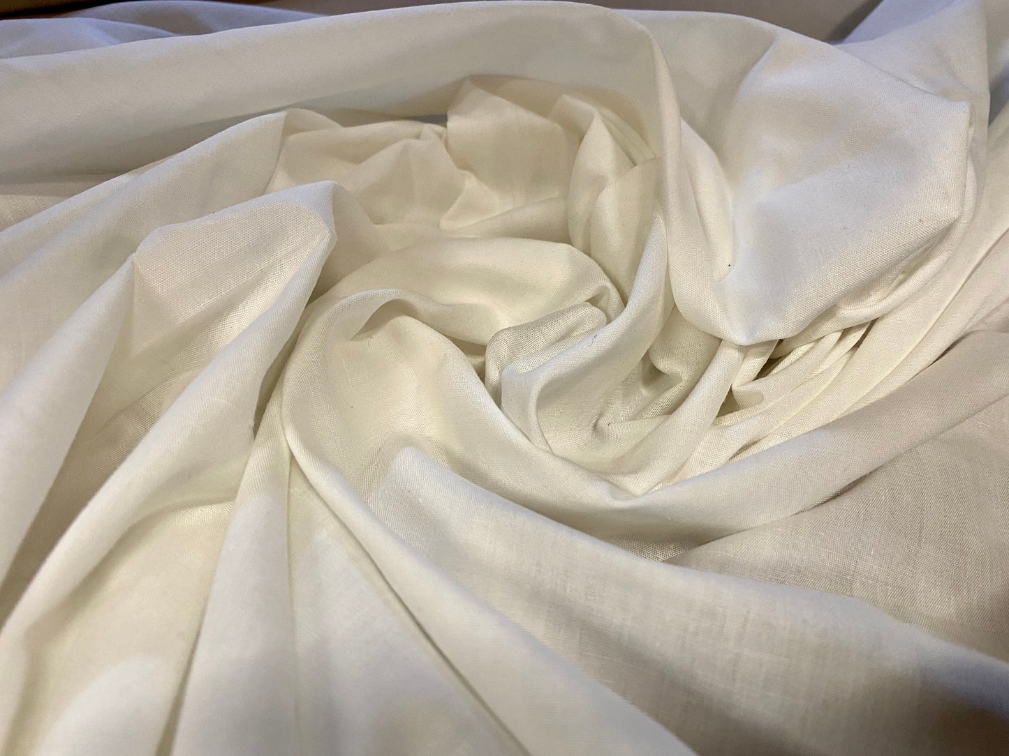 Cotton blend woven shirt blouse fabric, per metre - ivory
