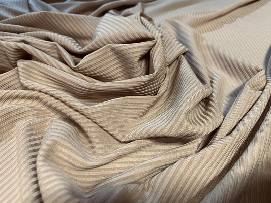 Stretch spandex rib jersey knit dress fabric, per metre - Stone
