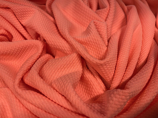 Waffle jacquard Stretch spandex double jersey fabric, per metre - coral