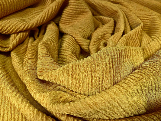 Ripple rib blister jacquard Stretch double jersey fabric, per metre - mustard