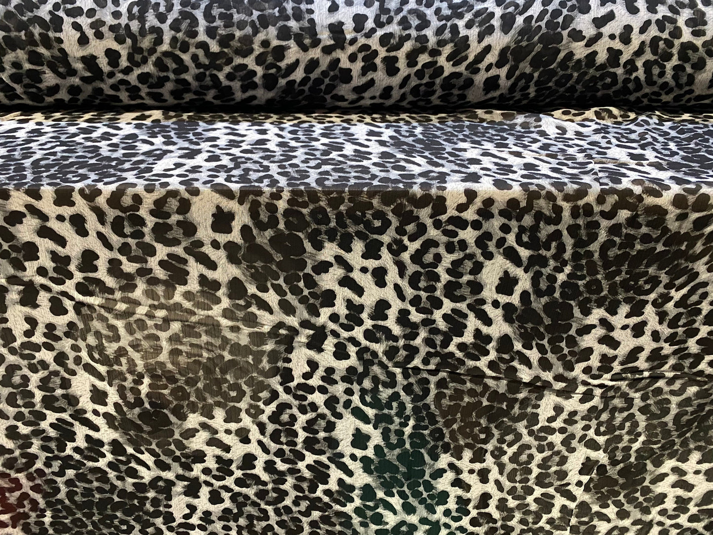 Printed chiffon yoryu dress blouse fabric, per metre - Leopardskin animal print - grey