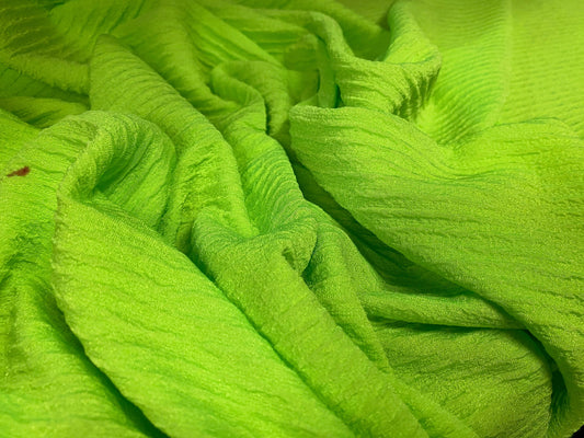 Textured ripple rib stretch jersey fabric, per metre - bright lime