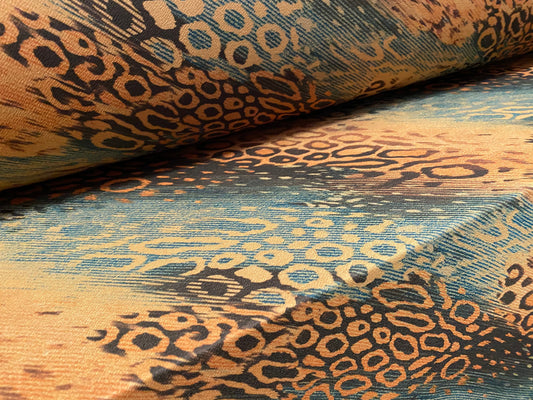 Valentino crepe spandex jersey fabric - similar to scuba - per metre - distressed cheetah print