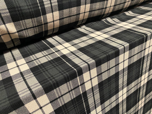 Waterfall textured scuba stretch Spandex jersey fabric, per metre - Patchwork check print - grey