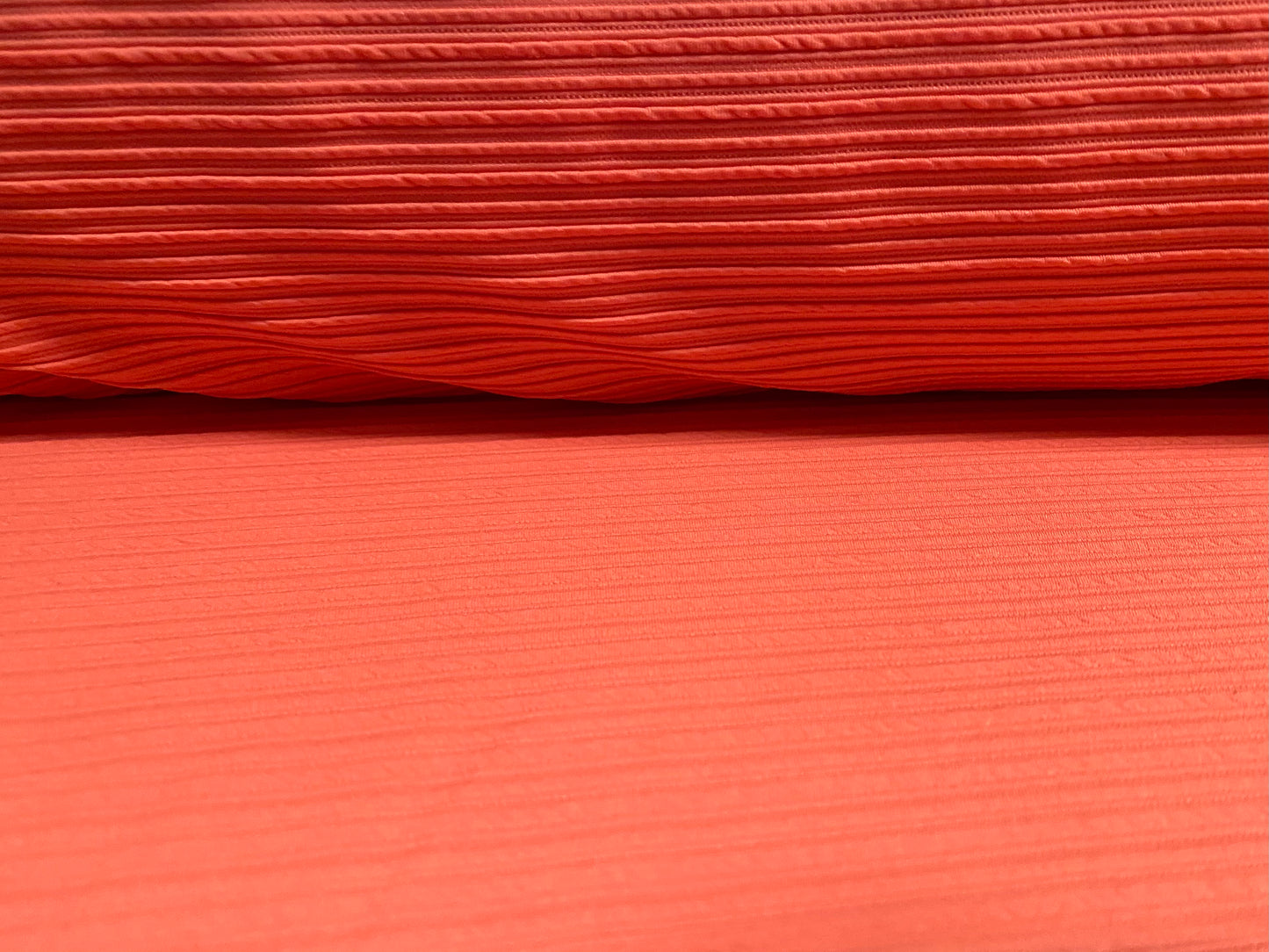 Scuba stretch Spandex double jersey fabric, per metre - textured rib - coral