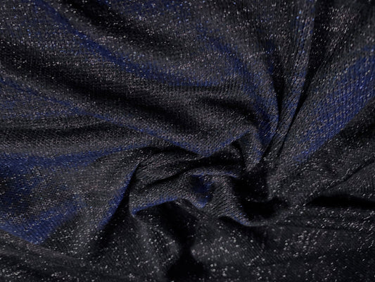 Lurex metallic knitwear stretch jersey fabric, per metre - midnight & silver melange