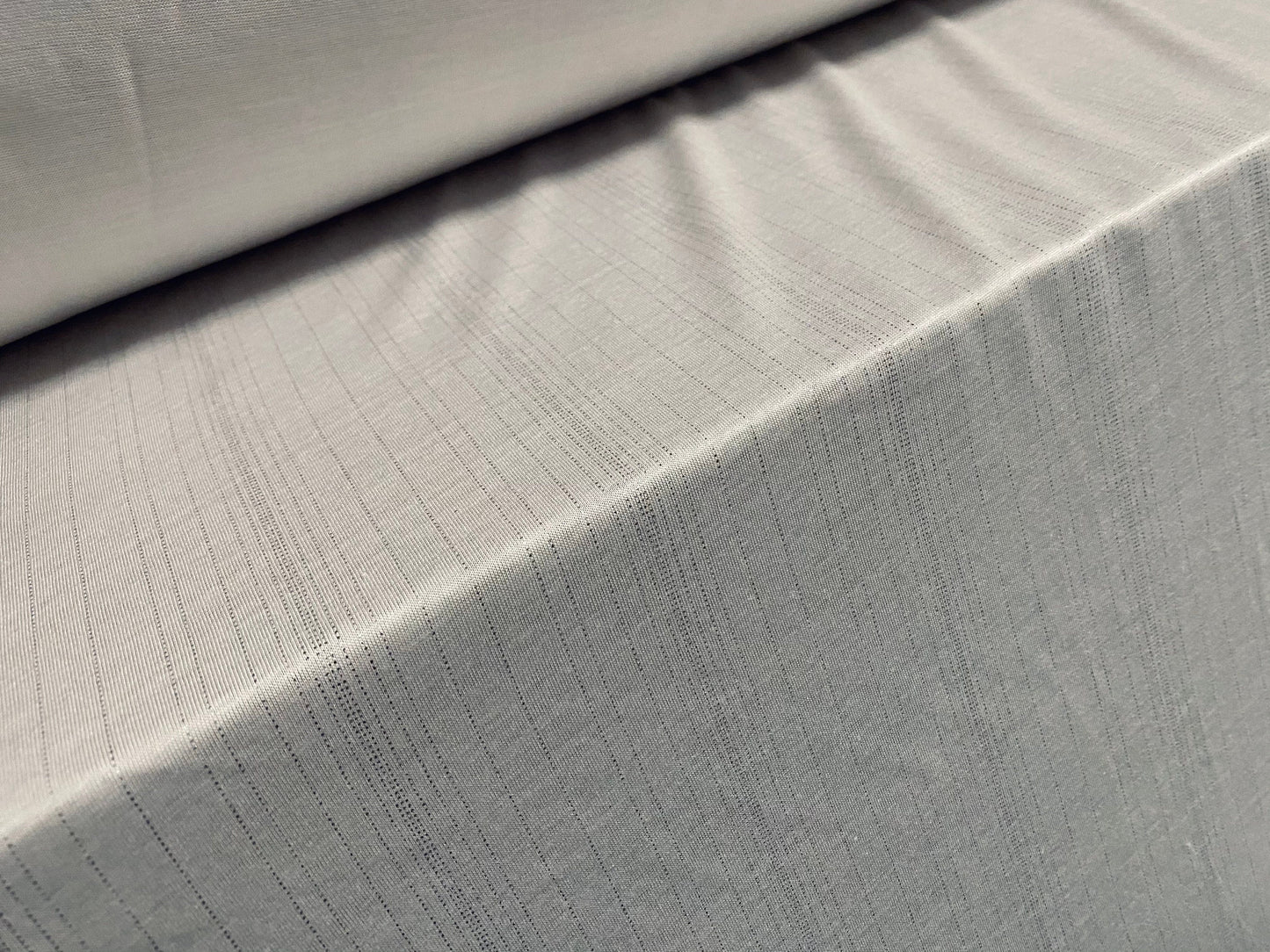 Viscose single jersey fabric with silver slub stripe, per metre - White