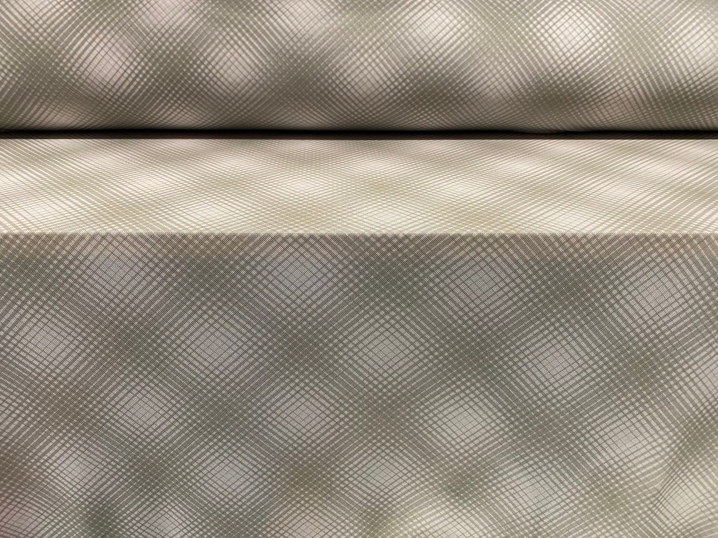 Power mesh net stretch fabric, per metre - sage psychedelic geometric print