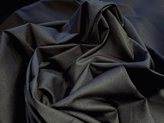 Cotton spandex stretch plain woven shirt blouse fabric, per metre - black