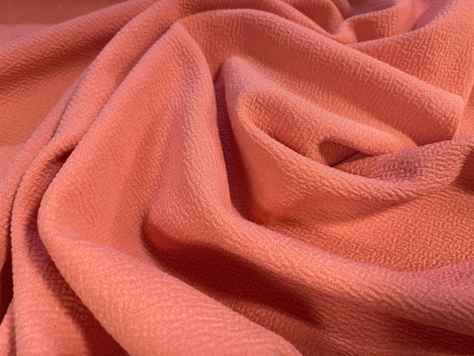 Liverpool textured scuba stretch spandex jersey fabric, per metre - coral