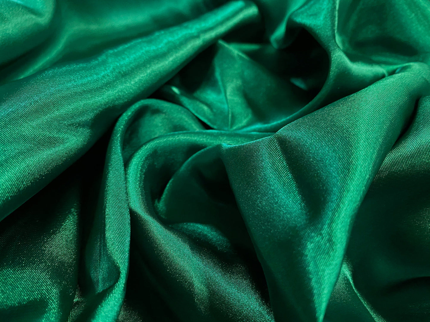 Satin woven dress fabric, per metre - plain - emerald green