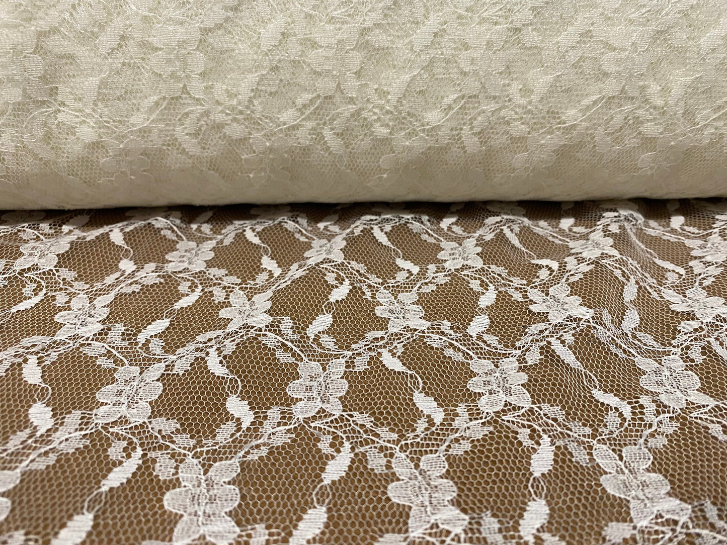 Lightweight lace net dress fabric, per metre - cream