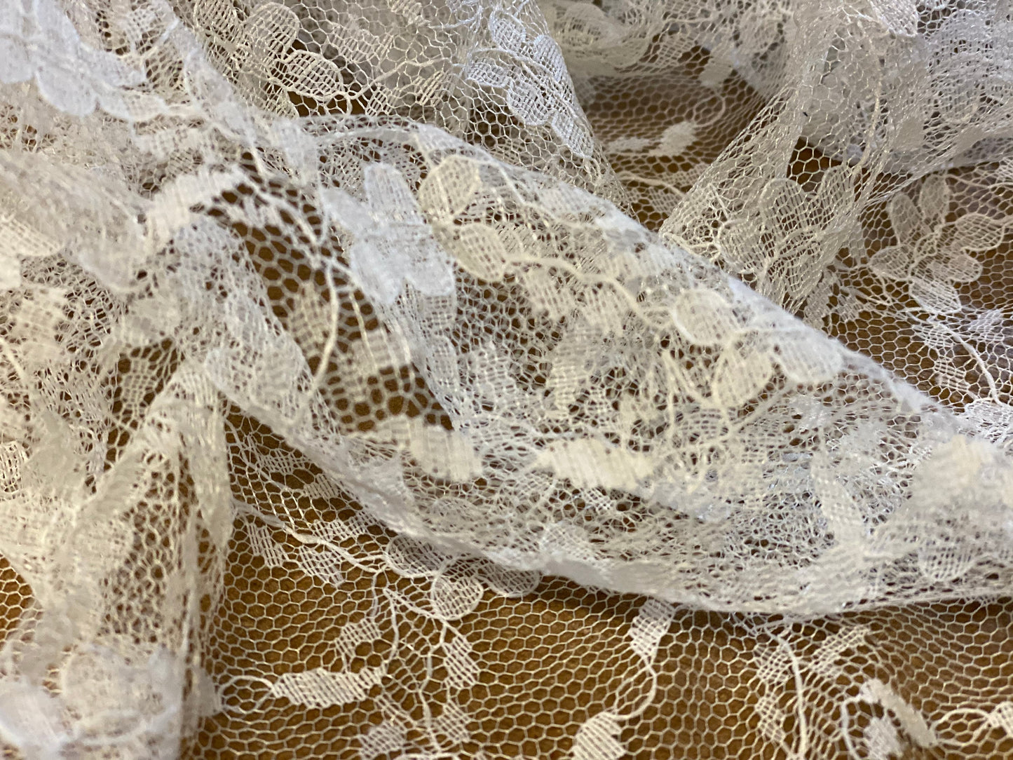 Lightweight lace net dress fabric, per metre - cream