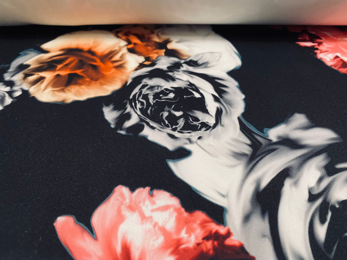 Scuba stretch double jersey neoprene style  fabric, per metre - Rose digital print