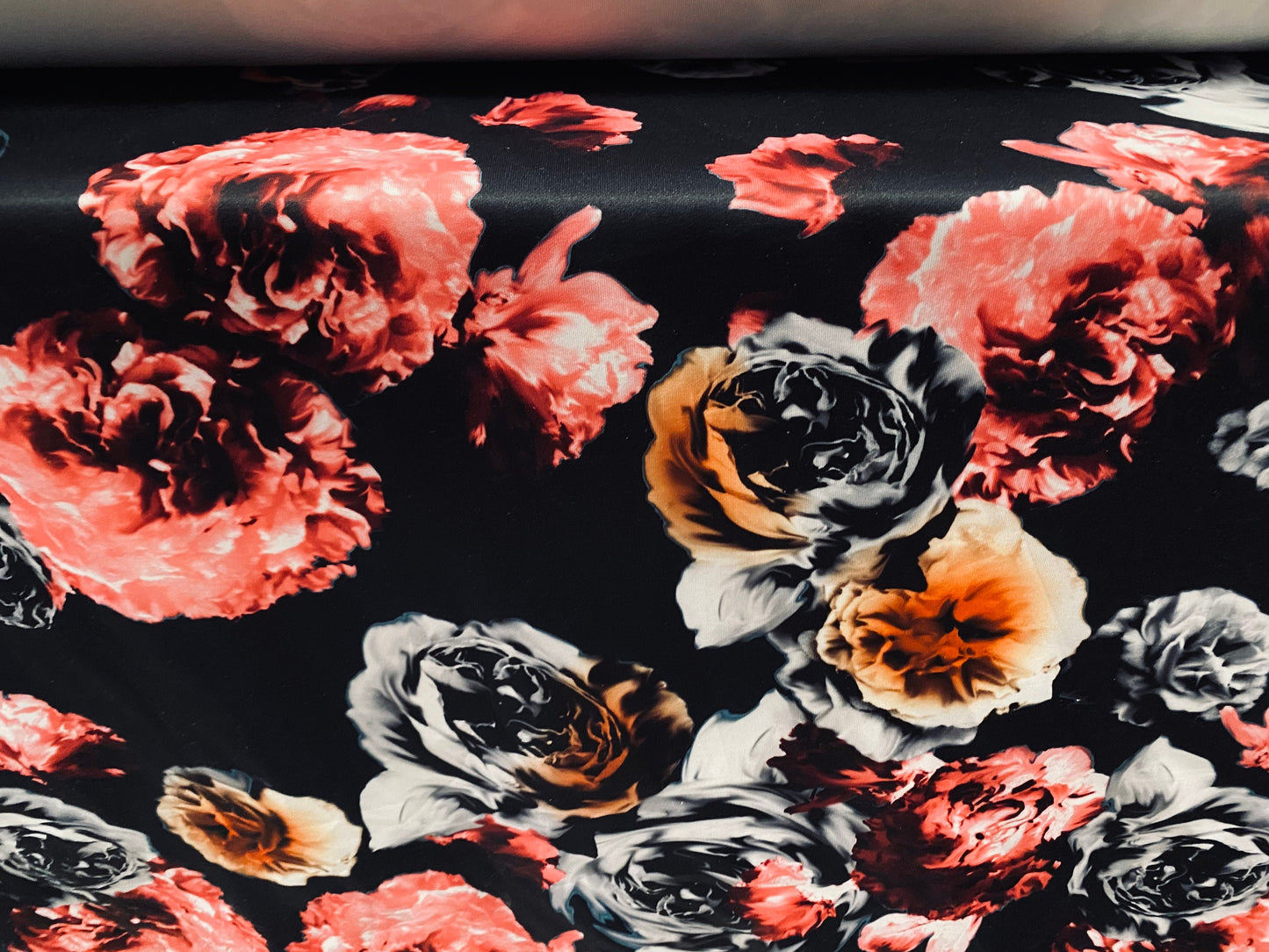 Scuba stretch double jersey neoprene style  fabric, per metre - Rose digital print