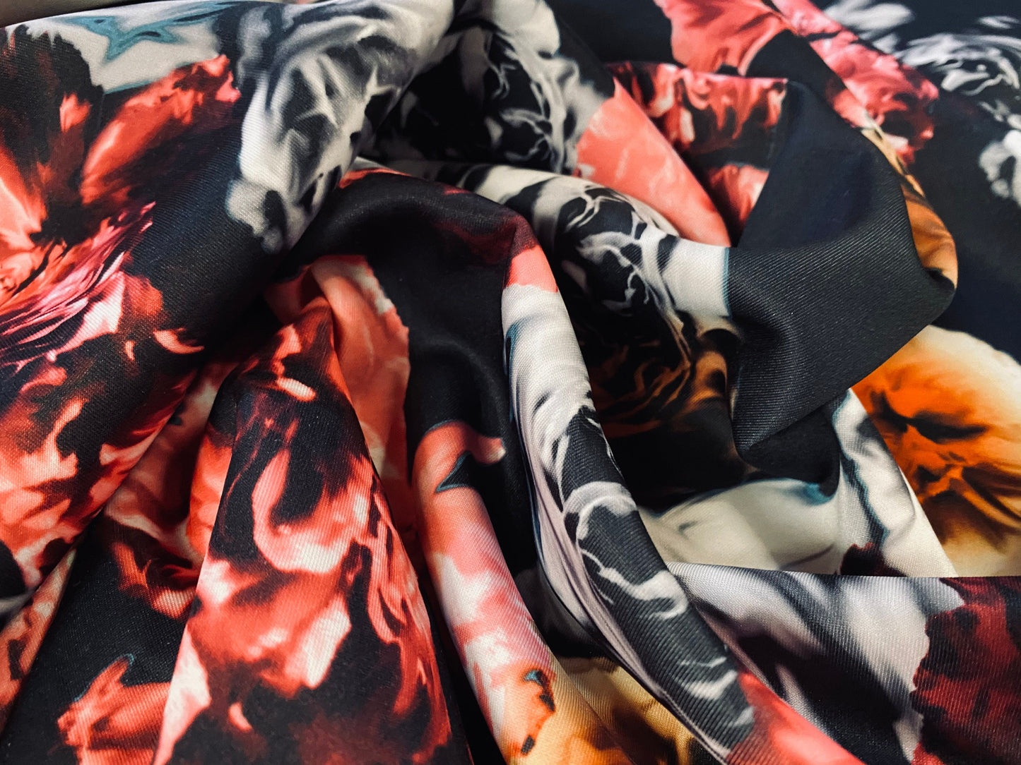 Scuba stretch double jersey neoprene style  fabric, per metre - Rose digital print