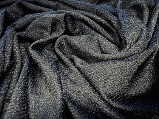 Pique jacquard  jersey fabric, per metre - black