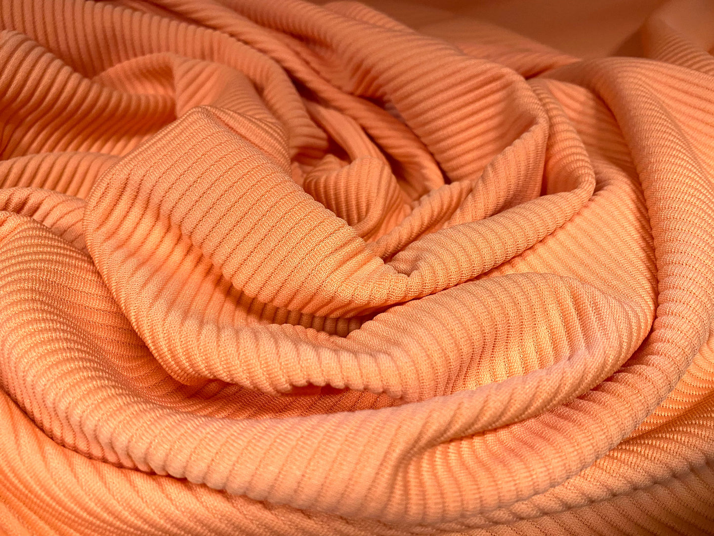 Ottoman rib spandex fabric , per metre - bright peach