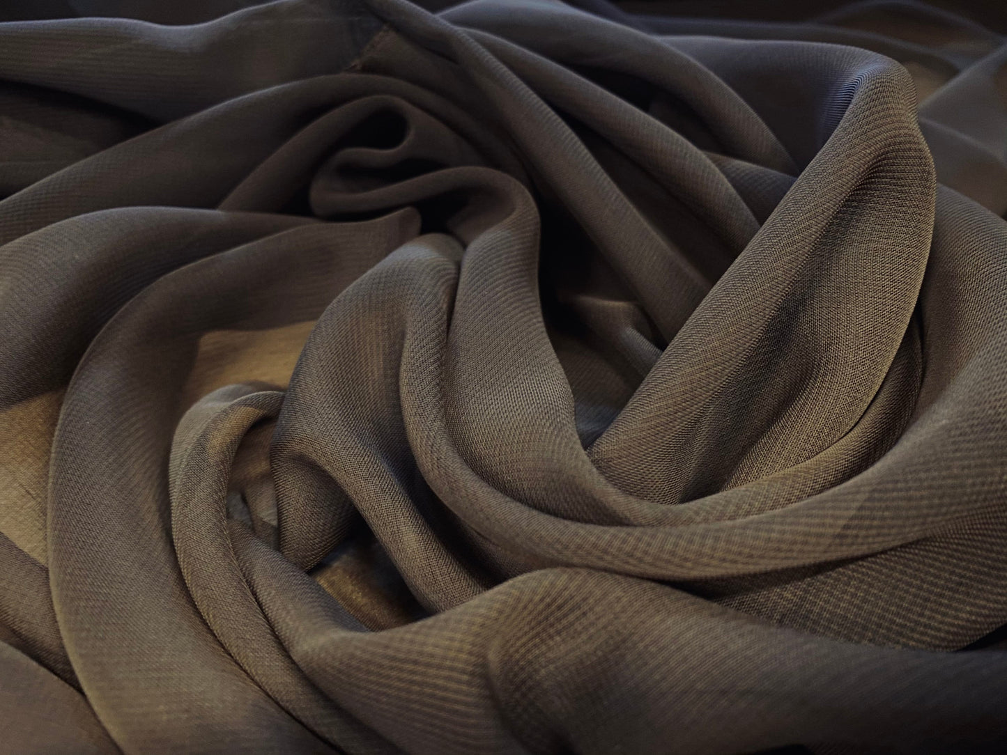 Chiffon woven dress fabric, per metre - dark brown