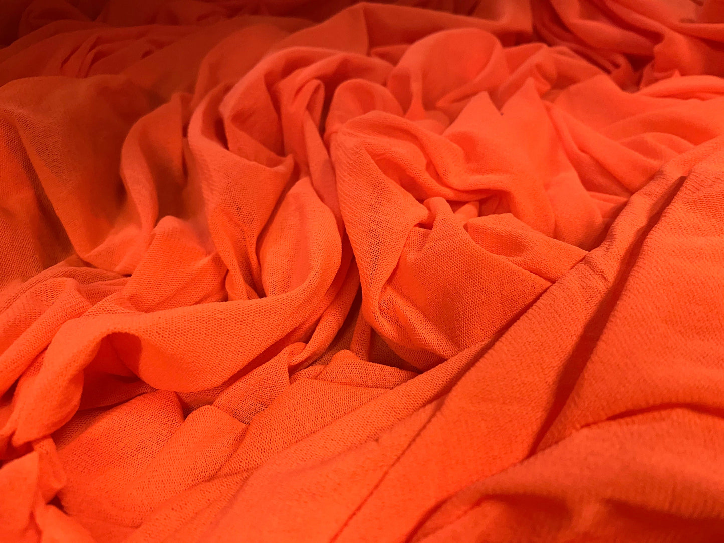 Stretch helenca mesh fabric, sheer, per metre - fluorescent orange