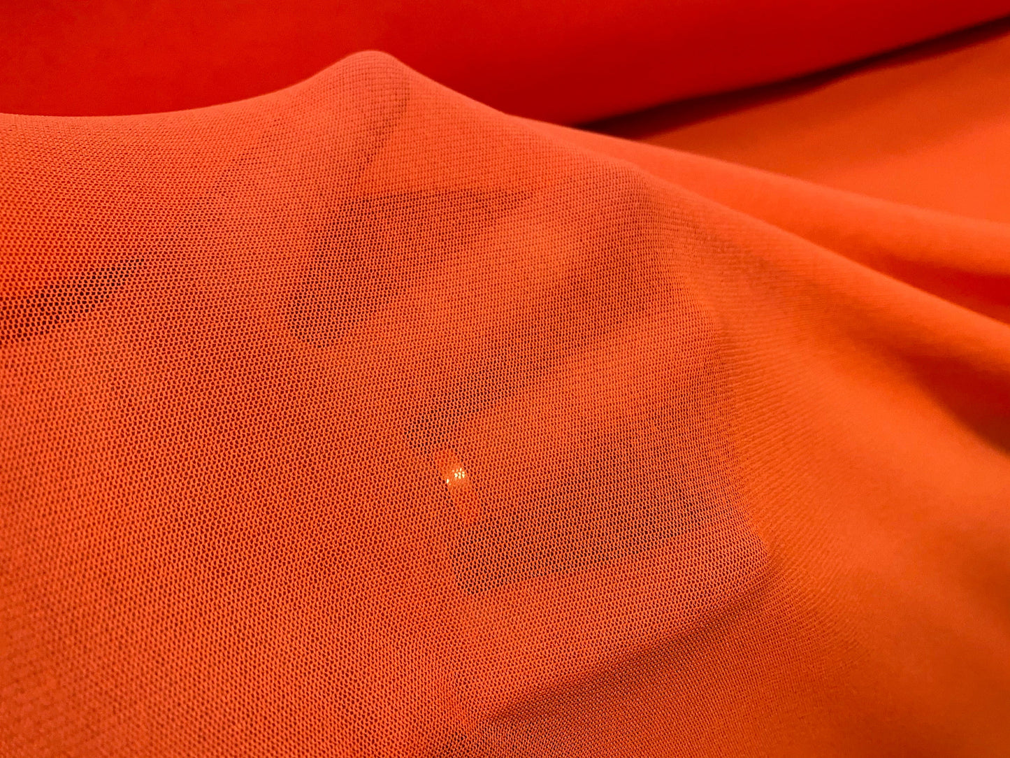 Stretch helenca mesh fabric, sheer, per metre - fluorescent orange