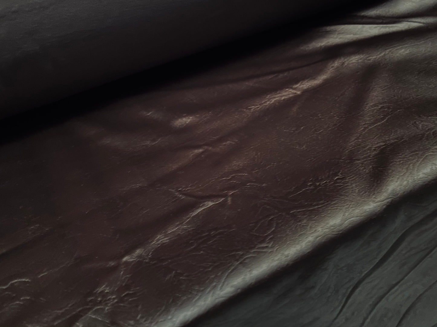 Silky Stretch satin dress fabric, per metre - Leather look - dark brown