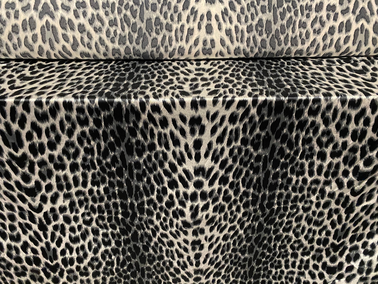 Silky Stretch charmeuse satin dress fabric, per metre - Leopardskin animal print - grey