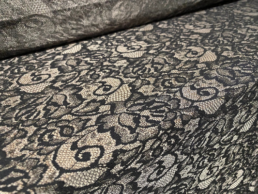 Floral design Dress Lace fabric, per metre - sateen finish - gunmetal grey