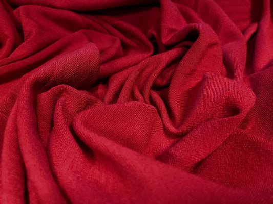 Morgan crepe double jersey stretch spandex fabric, per metre - plain - deep red