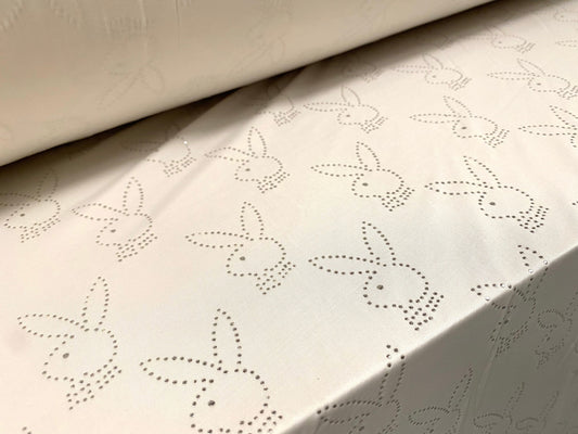 Printed spandex stretch single Jersey fabric, per metre - glitter diamanté bunny rabbit print