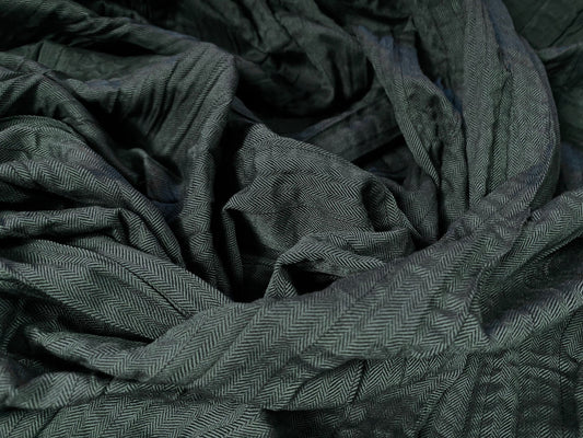 Crinkle herringbone woven trouser fabric, per metre - dark forest green