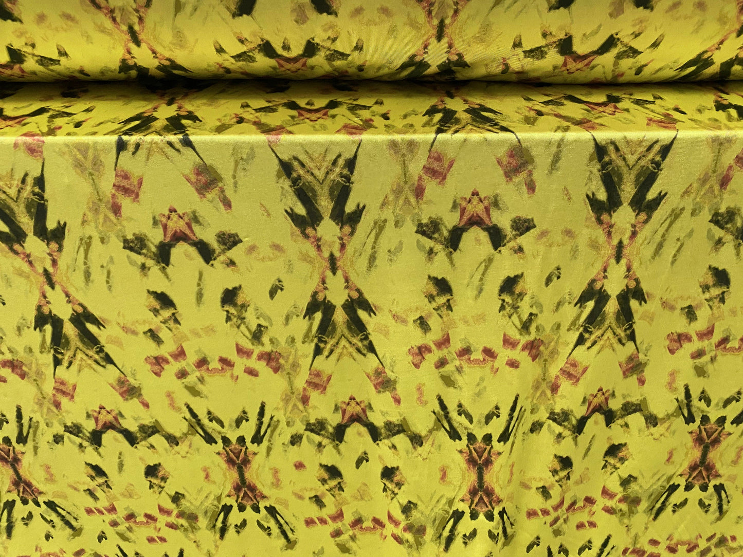 Disco shimmer stretch jersey fabric, per metre - ikat tie dye print - yellow