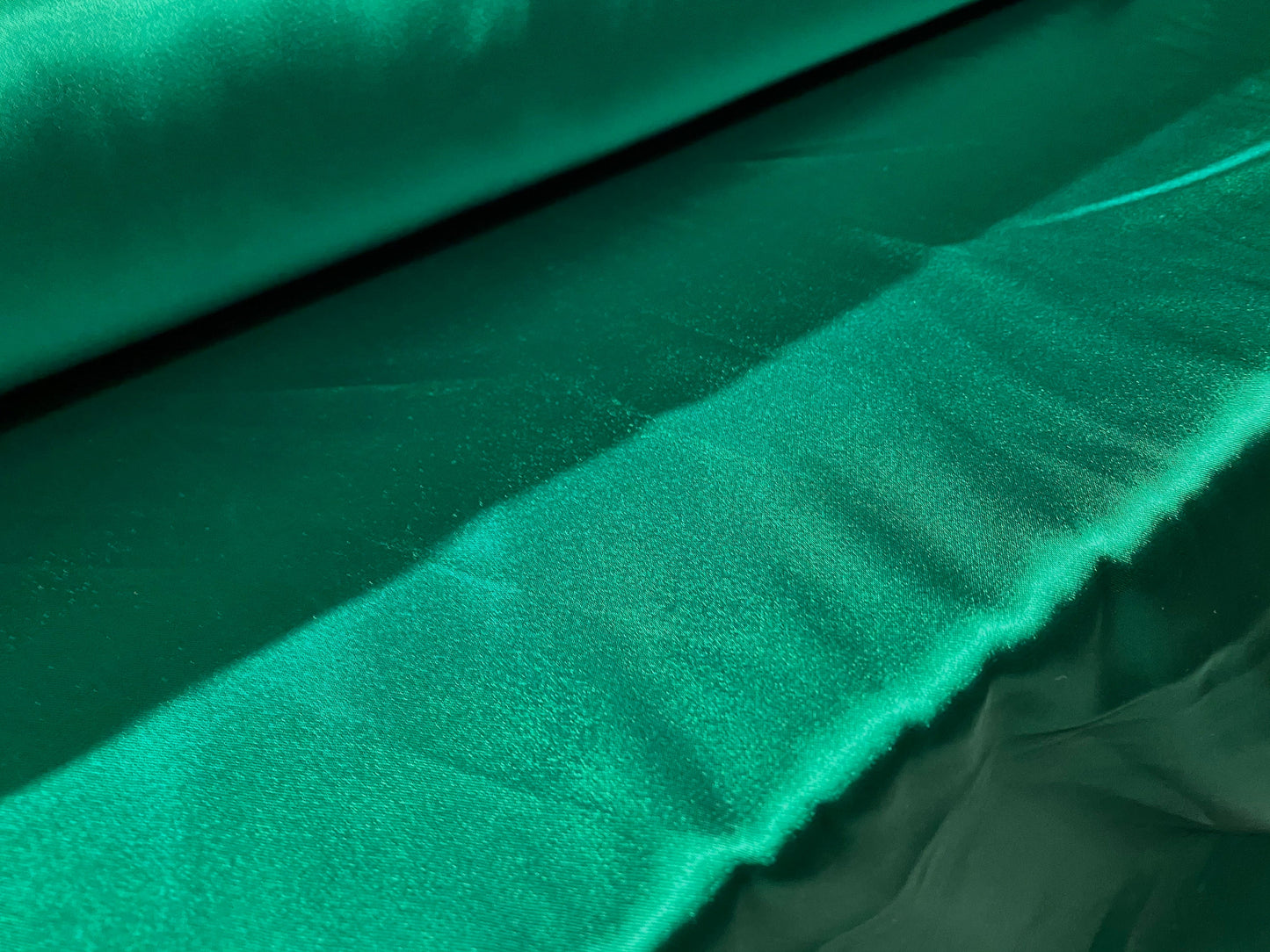 Satin woven dress fabric, per metre - plain - emerald green