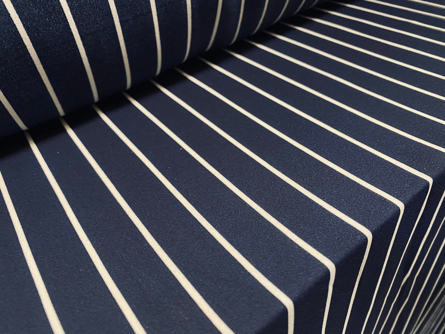 Striped georgette dress blouse fabric, per metre - navy & white