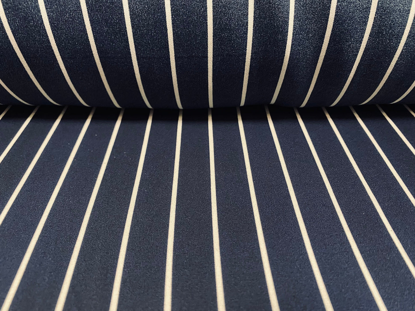 Striped georgette dress blouse fabric, per metre - navy & white