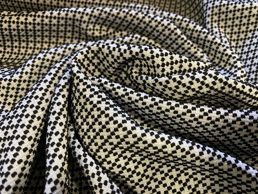 Double jersey stretch fabric with diamond jacquard, per metre - grey