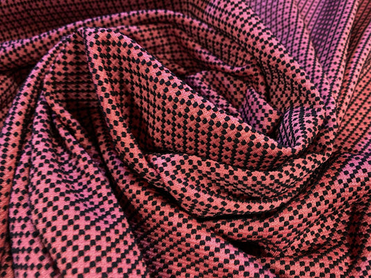 Double jersey stretch fabric with diamond jacquard, per metre - raspberry pink