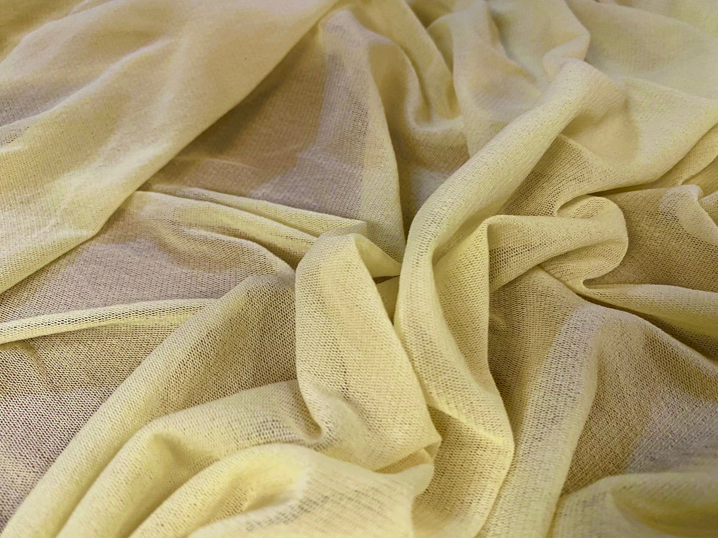 Stretch helenca mesh fabric, sheer, per metre - plain - Lemon