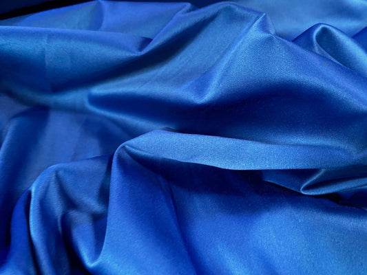 Stretch sateen woven dress fabric, per metre - royal blue