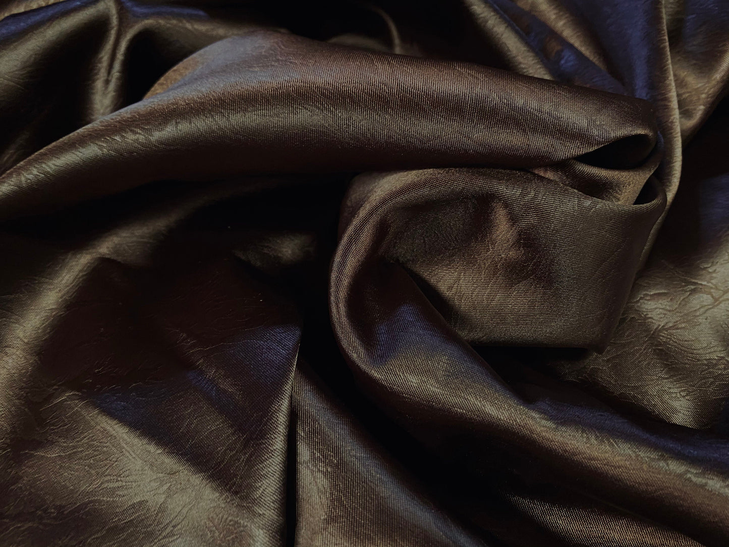 Silky Stretch satin dress fabric, per metre - Leather look - dark brown