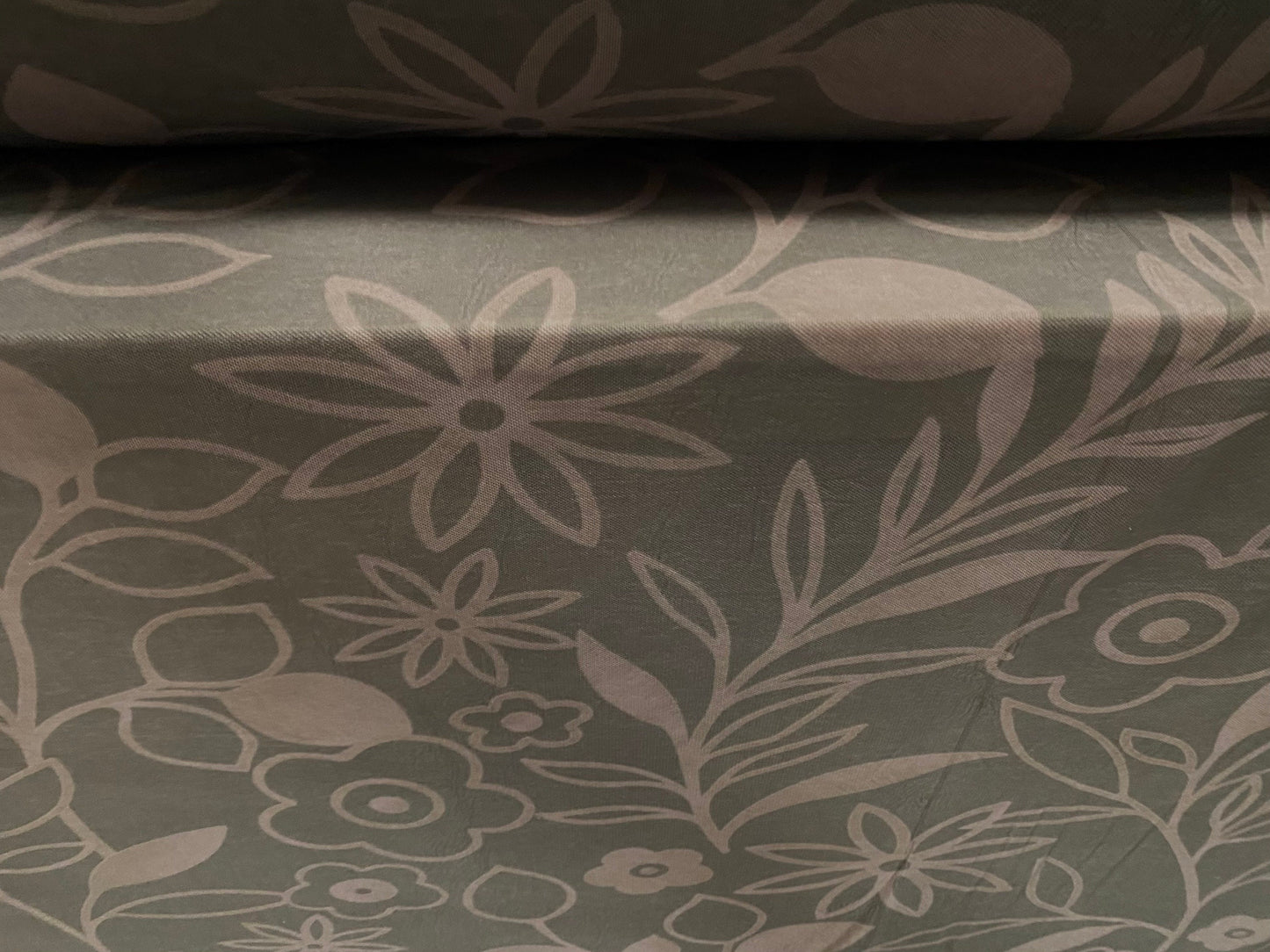 Power mesh net stretch fabric, per metre - grey brown flower print